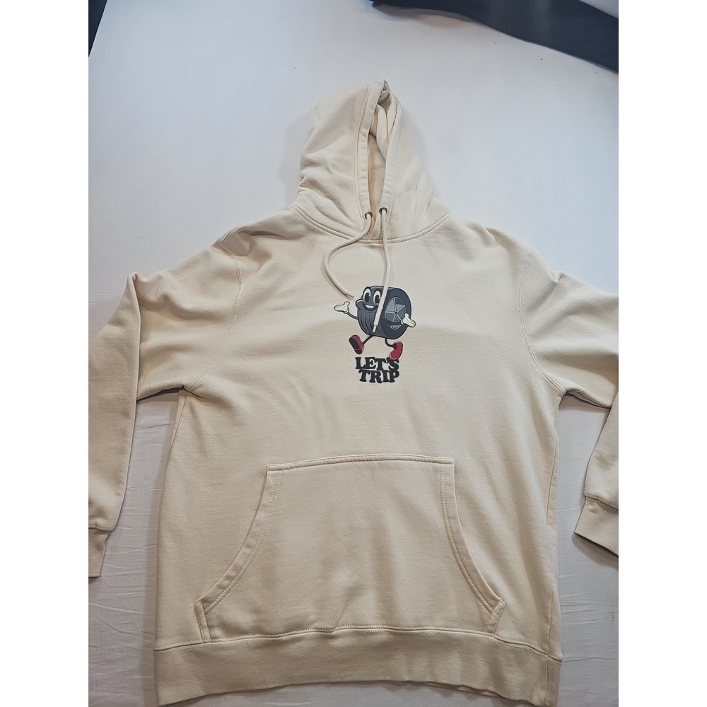 Sturniolo Let's Trip Wheelie Hoodie Men's Large Ivory Cream Pullover Hoodie